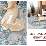 Ultra Soft Area Rug, Non Slip, Stain Resistant, Washable Area Rugs for Living Room, Bedroom, Whimsical Boho Floral Charm(Gray)