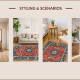 Ultra Soft Area Rug, Non Slip, Stain Resistant, Washable Area Rugs for Living Room, Bedroom, Boho Oriental Low-Pile(Red)