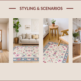 Ultra Soft Area Rug, Non Slip, Stain Resistant, Washable Area Rugs for Living Room, Bedroom, Chic Stained Glass Inspired Motif(Ivory)