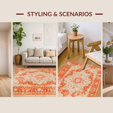 Ultra Soft Area Rug, Non Slip, Stain Resistant, Washable Area Rugs for Living Room, Bedroom, Cozy Whimsical Geometric Arrangement(Orange)