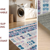 Ultra Soft Area Rug, Non Slip, Stain Resistant, Washable Area Rugs for Living Room, Bedroom, Preppy Curves Rug With Layered Bows And Playful Scallop Trim Artistic Pattern(Blue)