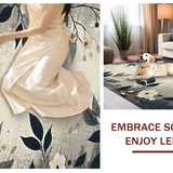 Ultra Soft Area Rug, Non Slip, Stain Resistant, Washable Area Rugs for Living Room, Bedroom, Chic Black Floral Motif(Gray)