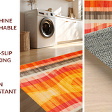 Ultra Soft Area Rug, Non Slip, Stain Resistant, Washable Area Rugs for Living Room, Bedroom, Rustic Textured Organic Lines(Orange)