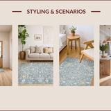 Ultra Soft Area Rug, Non Slip, Stain Resistant, Washable Area Rugs for Living Room, Bedroom, Rustic Natural Tiled Texture(Blue)
