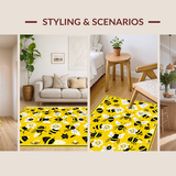 Ultra Soft Area Rug, Non Slip, Stain Resistant, Washable Area Rugs for Living Room, Bedroom, Contemporary Bee Theme Accent Piece(Yellow)