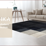 Ultra Soft Area Rug, Non Slip, Stain Resistant, Washable Area Rugs for Living Room, Bedroom, Chic Abstract Monochrome Design(Black)