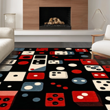 Ultra Soft Area Rug, Non Slip, Stain Resistant, Washable Area Rugs for Living Room, Bedroom, Eclectic Geometric Pattern Fusion(Red)