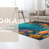 Ultra Soft Area Rug, Non Slip, Stain Resistant, Washable Area Rugs for Living Room, Bedroom, Vibrant Turtle Reef Carpet With Tropical Fish Underwater Paradise Design(Blue)