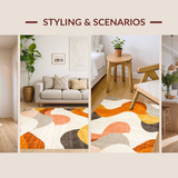 Ultra Soft Area Rug, Non Slip, Stain Resistant, Washable Area Rugs for Living Room, Bedroom, Sophisticated Modern Organic Motif(Beige)