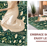 Ultra Soft Area Rug, Non Slip, Stain Resistant, Washable Area Rugs for Living Room, Bedroom, Contemporary Dark Floral Elegance(Green)