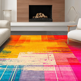 Ultra Soft Area Rug, Non Slip, Stain Resistant, Washable Area Rugs for Living Room, Bedroom, Dynamic Color Burst Abstract Motif(Orange)