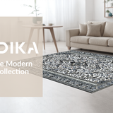 Ultra Soft Area Rug, Non Slip, Stain Resistant, Washable Area Rugs for Living Room, Bedroom, Elegant Cozy Ogee Pattern(Gray)
