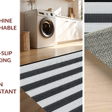 Ultra Soft Area Rug, Non Slip, Stain Resistant, Washable Area Rugs for Living Room, Bedroom, Rustic Tiled Design with Neutral Palette(Black)