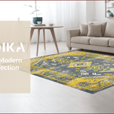 Ultra Soft Area Rug, Non Slip, Stain Resistant, Washable Area Rugs for Living Room, Bedroom, Artful Distressed Tiled Design(Yellow)