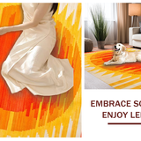 Ultra Soft Area Rug, Non Slip, Stain Resistant, Washable Area Rugs for Living Room, Bedroom, Funky Abstract Sunburst Aesthetic(Yellow)