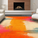 Ultra Soft Area Rug, Non Slip, Stain Resistant, Washable Area Rugs for Living Room, Bedroom, Modern Colorful Textured Waves(Orange)