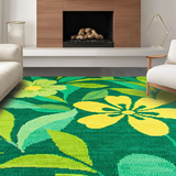 Ultra Soft Area Rug, Non Slip, Stain Resistant, Washable Area Rugs for Living Room, Bedroom, Bright Green Organic Form(Green)