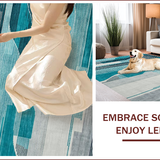 Ultra Soft Area Rug, Non Slip, Stain Resistant, Washable Area Rugs for Living Room, Bedroom, Elegant Abstract Teal Grey Composition(Blue)