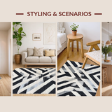 Ultra Soft Area Rug, Non Slip, Stain Resistant, Washable Area Rugs for Living Room, Bedroom, Chic Striped Rug for Front Door and Patio(Black)
