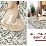 Ultra Soft Area Rug, Non Slip, Stain Resistant, Washable Area Rugs for Living Room, Bedroom, Sophisticated Trellis Design Element(Beige)