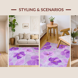 Ultra Soft Area Rug, Non Slip, Stain Resistant, Washable Area Rugs for Living Room, Bedroom, Dreamy Plush Blossom Arrangement(Purple)