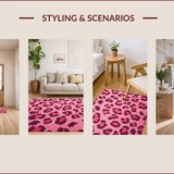 Ultra Soft Area Rug, Non Slip, Stain Resistant, Washable Area Rugs for Living Room, Bedroom, Modern Pink Leopard Print Rug for Kids Playroom(Pink)
