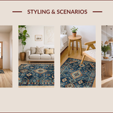 Ultra Soft Area Rug, Non Slip, Stain Resistant, Washable Area Rugs for Living Room, Bedroom, Colorful Ethnic Patterned Rug(Blue)