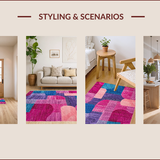 Ultra Soft Area Rug, Non Slip, Stain Resistant, Washable Area Rugs for Living Room, Bedroom, Colorful Abstract Artful Motif(Pink)