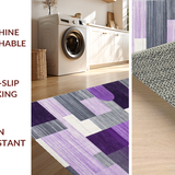 Ultra Soft Area Rug, Non Slip, Stain Resistant, Washable Area Rugs for Living Room, Bedroom, Minimalist Ogee Pattern Composition(Purple)