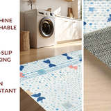 Ultra Soft Area Rug, Non Slip, Stain Resistant, Washable Area Rugs for Living Room, Bedroom, Cute Bow Accent Rug, Coquette Aesthetic Carpet(Blue)