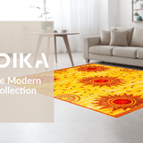 Ultra Soft Area Rug, Non Slip, Stain Resistant, Washable Area Rugs for Living Room, Bedroom, Dynamic Helios Burst Scheme(Yellow)
