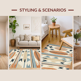 Ultra Soft Area Rug, Non Slip, Stain Resistant, Washable Area Rugs for Living Room, Bedroom, Rustic Beach Vibe Motif(Orange)