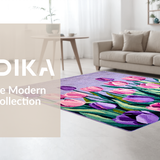 Ultra Soft Area Rug, Non Slip, Stain Resistant, Washable Area Rugs for Living Room, Bedroom, Whimsical Flower Vase Artful Touch(Purple)