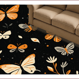 Ultra Soft Area Rug, Non Slip, Stain Resistant, Washable Area Rugs for Living Room, Bedroom, Boho Insect Print Low Pile(Black)