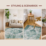 Ultra Soft Area Rug, Non Slip, Stain Resistant, Washable Area Rugs for Living Room, Bedroom, Vintage Inspired Distressed Aesthetic(Gray)