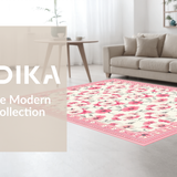 Ultra Soft Area Rug, Non Slip, Stain Resistant, Washable Area Rugs for Living Room, Bedroom, Trendy Cheerful Botanical Print(White)