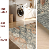 Ultra Soft Area Rug, Non Slip, Stain Resistant, Washable Area Rugs for Living Room, Bedroom, Rustic Diamond Patterned Charm(Orange)