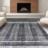 Ultra Soft Area Rug, Non Slip, Stain Resistant, Washable Area Rugs for Living Room, Bedroom, Striking Black White Doormat: Geometric Farmhouse Welcome Rug(Gray)