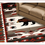 Ultra Soft Area Rug, Non Slip, Stain Resistant, Washable Area Rugs for Living Room, Bedroom, Brown Wildlife Bear Lodge Area Carpet(Red)