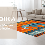 Ultra Soft Area Rug, Non Slip, Stain Resistant, Washable Area Rugs for Living Room, Bedroom, Vibrant Ethnic Patterned Floor Mat(Orange)