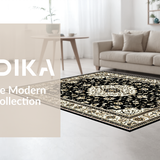 Ultra Soft Area Rug, Non Slip, Stain Resistant, Washable Area Rugs for Living Room, Bedroom, Chic Rustic Tiled Motif Aesthetic(Black)