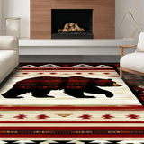 Ultra Soft Area Rug, Non Slip, Stain Resistant, Washable Area Rugs for Living Room, Bedroom, Rustic Wildlife Nature Motif(Red)