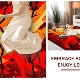 Ultra Soft Area Rug, Non Slip, Stain Resistant, Washable Area Rugs for Living Room, Bedroom, Edgy Cracked Surface Artistic Flair(Orange)