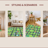 Ultra Soft Area Rug, Non Slip, Stain Resistant, Washable Area Rugs for Living Room, Bedroom, Interactive Cityscape Playmat Design(Black)