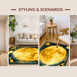 Ultra Soft Area Rug, Non Slip, Stain Resistant, Washable Area Rugs for Living Room, Bedroom, Trendy Psychedelic Nature Theme(Gold)