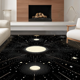 Ultra Soft Area Rug, Non Slip, Stain Resistant, Washable Area Rugs for Living Room, Bedroom, Ethereal Gothic Cosmos Design(Black)