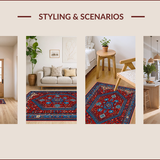 Ultra Soft Area Rug, Non Slip, Stain Resistant, Washable Area Rugs for Living Room, Bedroom, Vintage Modern Neutral Office Stain-Resistant Rug(Red)
