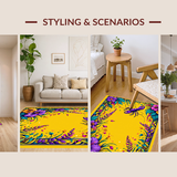 Ultra Soft Area Rug, Non Slip, Stain Resistant, Washable Area Rugs for Living Room, Bedroom, Colorful Abstract Lobster Motif(Yellow)