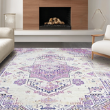 Ultra Soft Area Rug, Non Slip, Stain Resistant, Washable Area Rugs for Living Room, Bedroom, Chic Pastel Geometric Design(Purple)