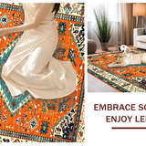 Ultra Soft Area Rug, Non Slip, Stain Resistant, Washable Area Rugs for Living Room, Bedroom, Striking Low Pile Botanical Motif(Orange)